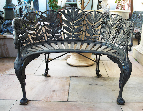 Bronze Laurel two seater demi-lune garden bench