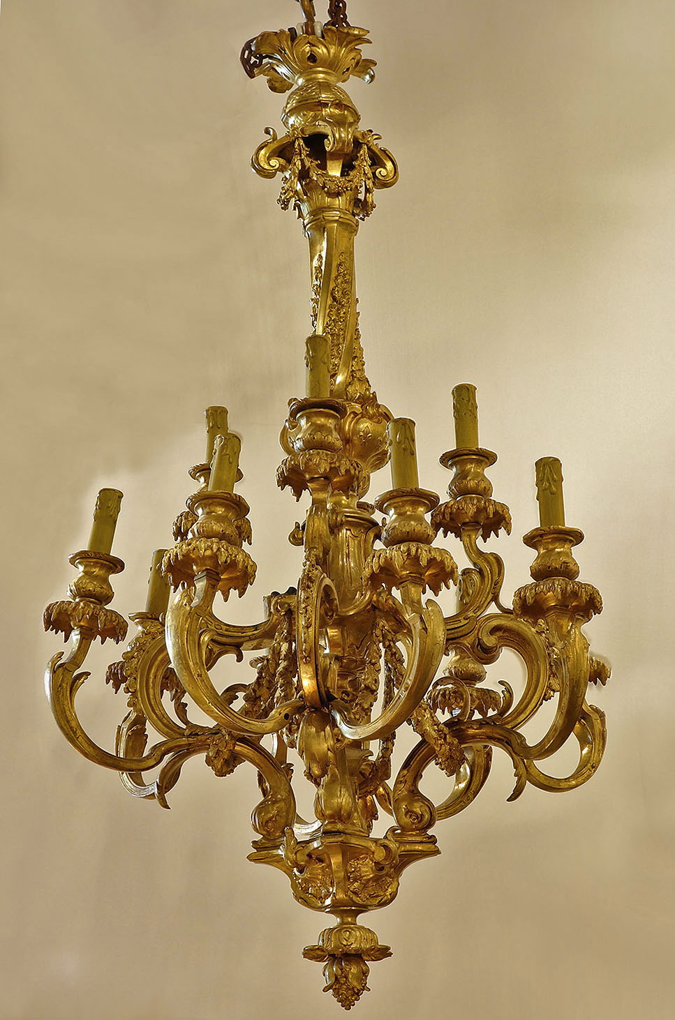 French gilt-bronze Louis XVI style chandelier
