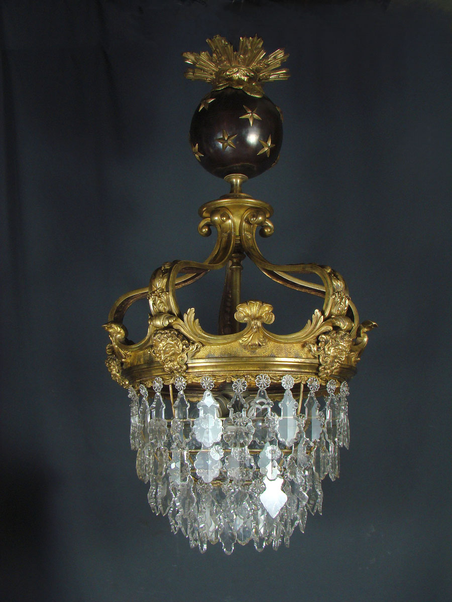 French Gilt bronze and crystal chandelier circa 1900