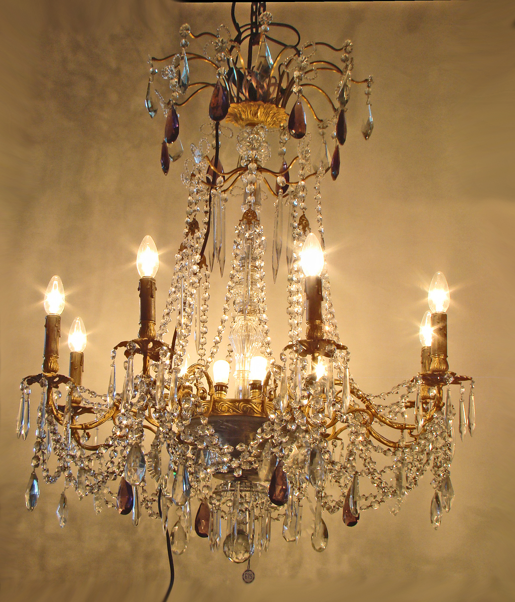 French gilt-bronze and cut glass chandelier Circa 1870