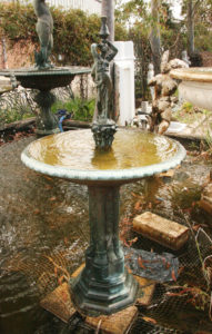 Bronze single tier outdoor water fountain