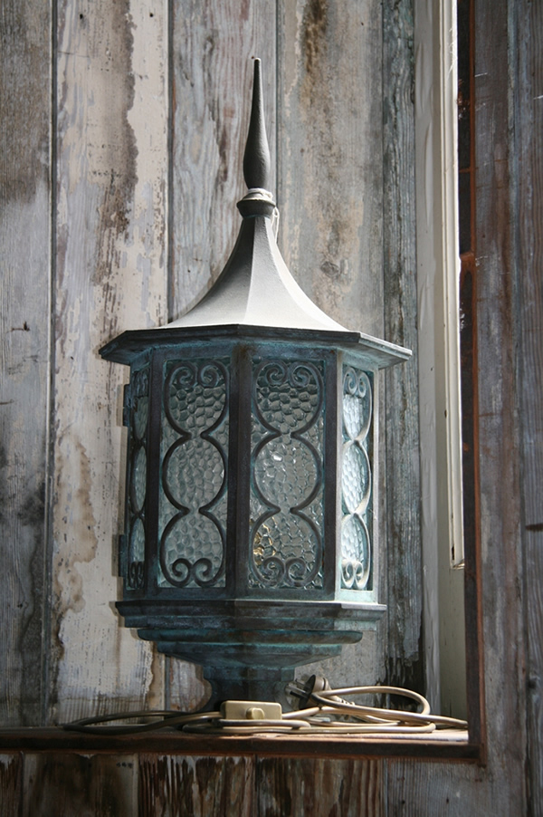 Swedish Bronze Post Mounted Lamp