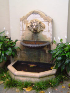 Lions head composite fountain with bronze bowl