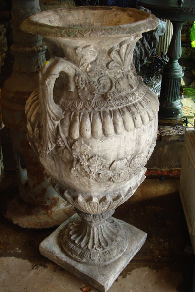 Stone composite urn with handles